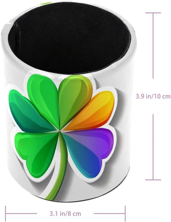 Pen Holder Stand, Makeup Brush Holder for Women, Durable Desktop Organizer Rainbow Clover (3) Pencil Holder Pot for Office Home Dorm