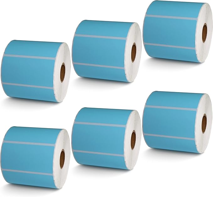 BETCKEY - 3" x 1.5" Barcode Shipping & Address Labels Compatible with Zebra & Rollo Label Printer,Premium Adhesive & Perforated[Light Blue, 6 Rolls, 5700 Labels]