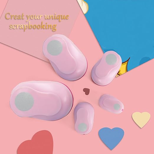 Circle Punch Paper Hole Punches Set - 5 Pack Round Paper Punches, Handmade Scrapbook Puncher for Paper Craft, Cardstock,Gift Wrapping,Greeting Cards (2In/1.5In/1In/0.6In/0.3In) (10 Papers Included)