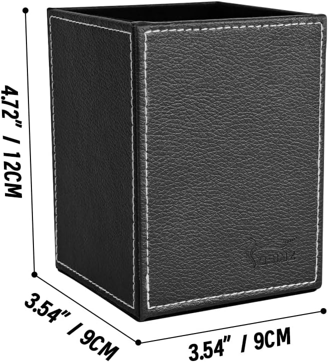 Pen Pencil Holder Cup Container PU Leather Desk Organizer Stand Decor Brush Scissor Holder Decoration Office Desk Home School