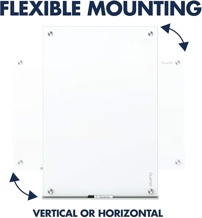 Quartet Magnetic Glass Dry Erase White Board, 36" x 24" Whiteboard, Frameless, Brilliance White High Contrast White Glass (G23624W)