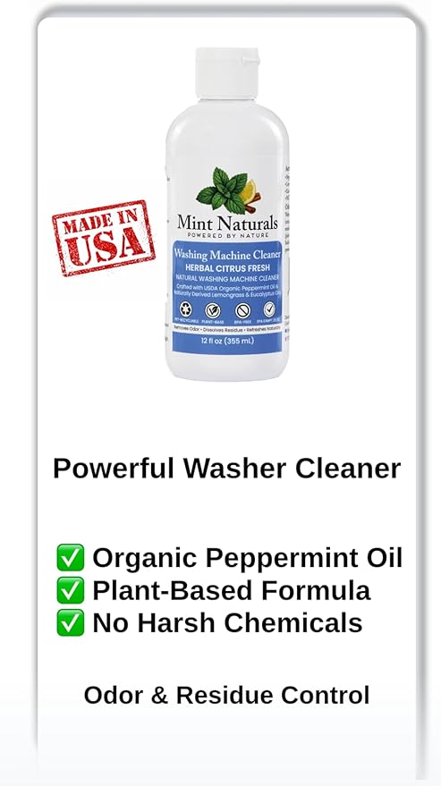 Clean Cycle Washing Machine Cleaner & Deodorizer – HE Front & Top Load Washer Odor Remover – 12 oz Made in USA