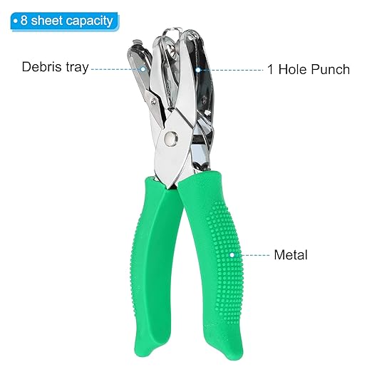 PATIKIL 1/4" Heart Single Hole Punch, Handheld Hole Puncher with Grip Metal Paper Puncher for DIY Craft Scrapbook Ticket Card, Green