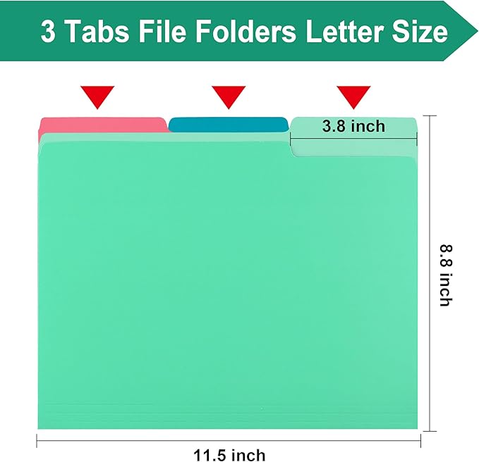 Light Green File Folders,18 Pack File Folder,1/3 Cut Tab,Letter Size,Filing Folder for Office School Business.