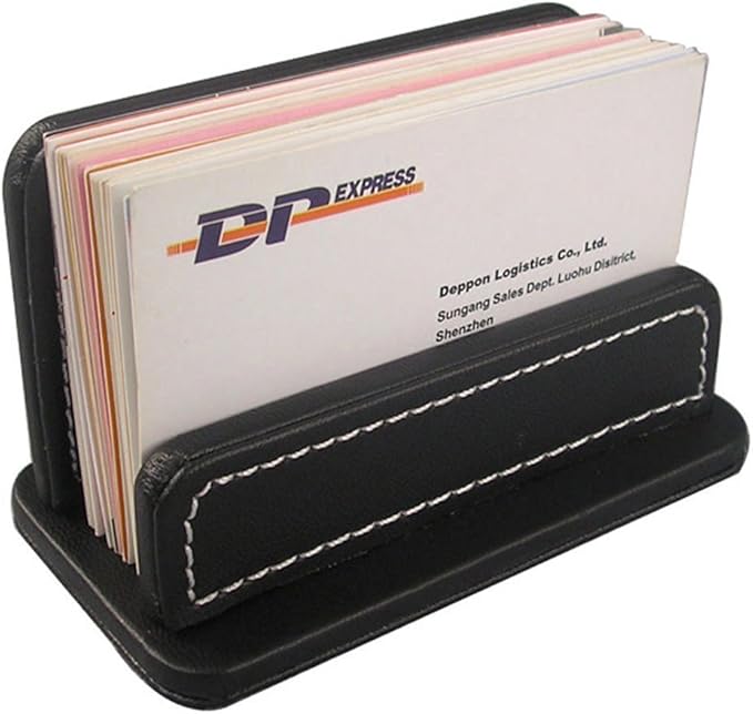 KINGFOM 3PCS/SET Desk Organizer Sets Leatherette Office Accessories Supplies Including Tissue Holder,Pencil Holder and Business Name Cards Stand Black