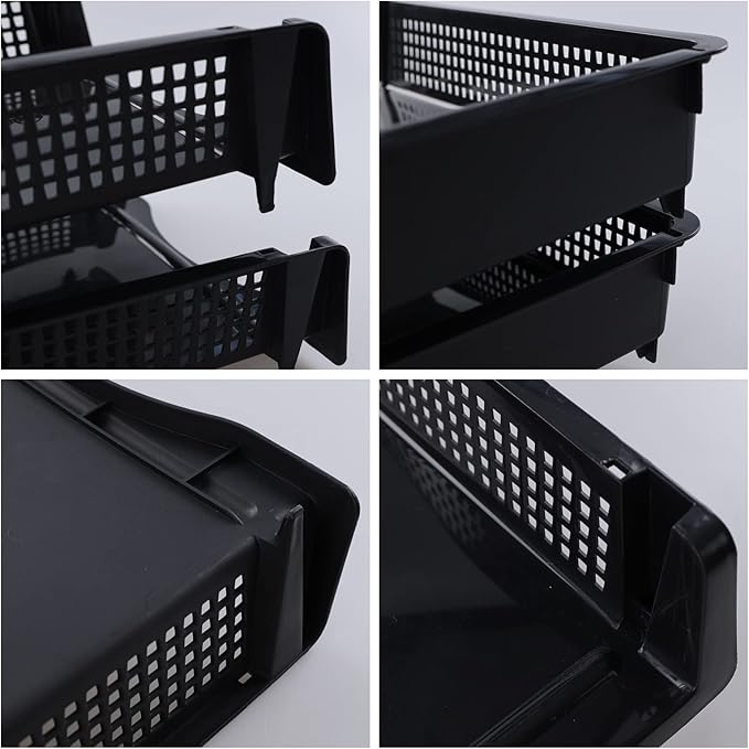 Ramddy 6 Packs Stackable A4 Paper Tray, Plastic Desk Organizer Basket Tray, Black