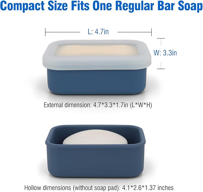 AIMAIMAIMAI Compact Leakproof Travel Soap Case, Silicone Travel Soap Bar Container, Portable Soap Box with Drainage Layer for Camping, Gym (Light Green)