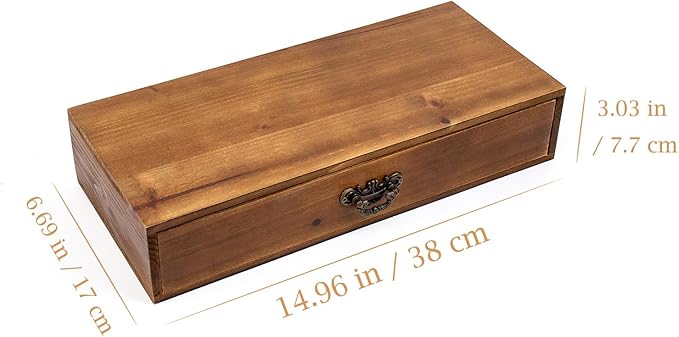 Office Desk Organizer with Drawers Light Brown Vintage Wood Desktop Storage Box Workspace School Supplies Farmhouse Kitchen Countertop Organizer Makeup Storage Box for Home Toiletries Supplies Vanity