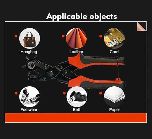 Belt Punch Pliers，Leather Hole Puncher Leather Punch Tool for Belts, Handbag Straps and More Precision Multi-Size Fabric/Leather Hole Puncher for Crafts/Easy DIY Belt Holes, etc.