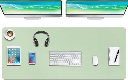 Boutilon Leather Desk Pad Protector,Non-Slip Mouse Pad,Laptop Desk Pad,Office Mouse Mat,Waterproof Leather Desk Blotter,Desk Writing Pad for Office and Home (XXXL-Green,47"x 24")