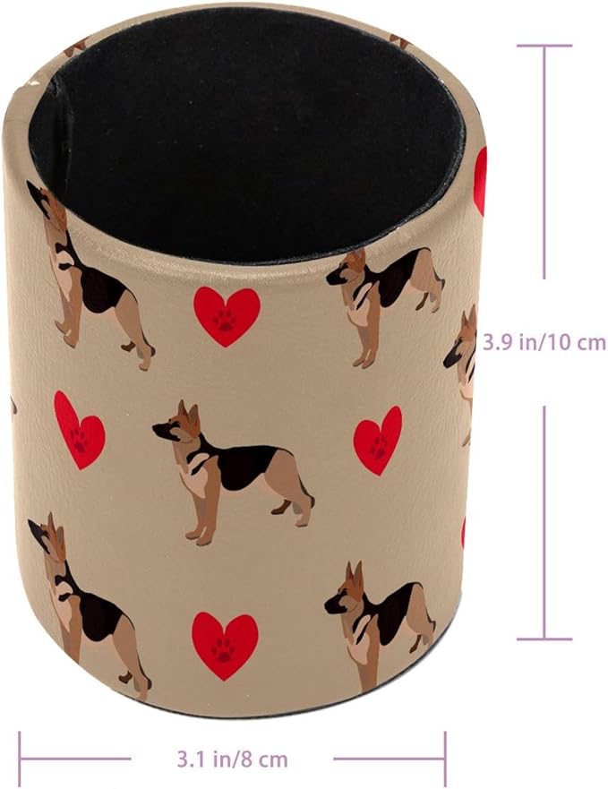 dog and heart Pencil Holder, Pencil Cup for Desk, Makeup Brush Holder Cup for Kids Desk Organizer for Office, Classroom, Home