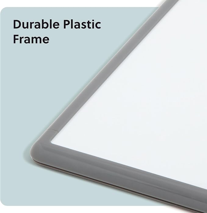 U Brands Contempo Magnetic Dry Erase Board White Board, 11" x 14", Gray Modern Frame, Includes Magnet and Marker