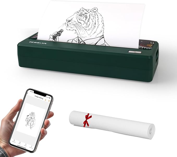 Rongta Portable Printer Wireless for Travel,300DPI Bluetooth Inkless Thermal Small Printer for Office/School/Home Use Compatible with Android,iOS & Laptop,Support 8.5" X 11" US Letter