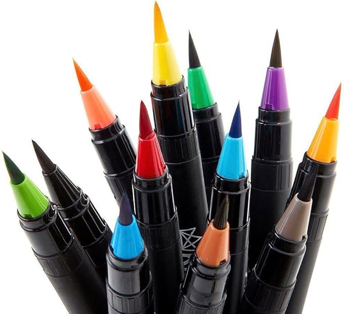 KINGART Pro Brush Pens, 12 Colors for Real Watercolor Painting with Flexible Nylon Brush Tips, Paint Markers for Coloring, Calligraphy and Drawing for Artists and Beginner Painters