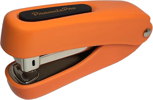 Praxxis Pro Office Supplies - Aria-Plus Half-Strip Mini Stapler - Durable, Compact, and Colorful Stapler for Office and Travel Use, Compatible with Standard 26/6 Staples, Orange