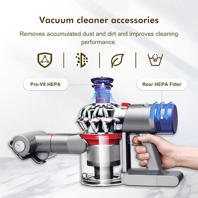 LiLeading Exclusive Swapple and 1-2 Charger 70 Min V8 Replacement Battery, Compatible with Dyson V8 Animal Absolute Motorhead Fluffy, Battery Lock & 2 Filters