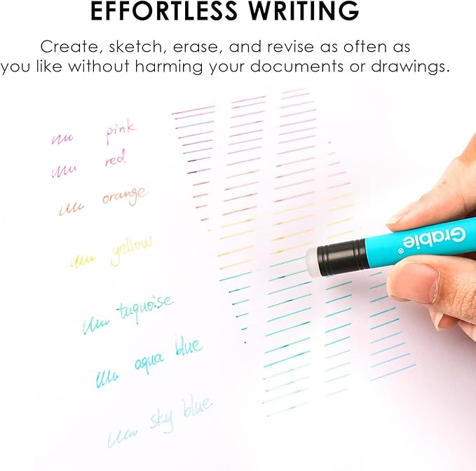 Grabie Erasable Gel Pens, 9 Colors Erasable Pens Multicolor, Make Mistakes Disappear, 0.6mm Medium Point Rollerball Tip Colored Pens for Drawing Writing Planner, Smooth Writing (Whimsical Whirls)