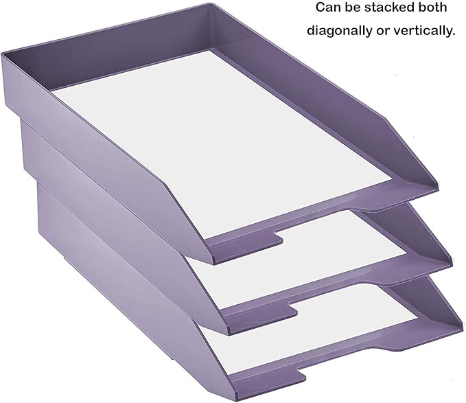 Acrimet Stackable Letter Tray Front Load, Letter Size, Plastic, Solid Purple Color, 1 Unit
