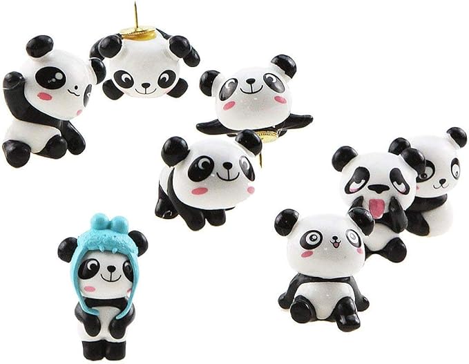 Cartoon Pushpin Combination 8 Pcs Cute Panda Thumbtacks for Feature Wall, Whiteboard, Corkboard, Photo Wall