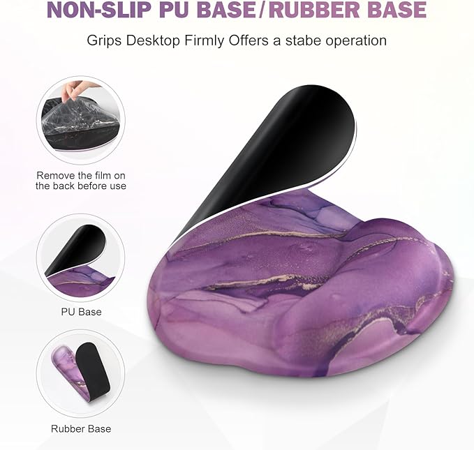 ToLuLu Desk Mat, XXL Large Mouse Pad Wrist Support Set，4 in1 Gaming Mousepad Desk Pad+ Ergonomic Mouse Pad with Wrist Rest + Keyboard Wrist Rest+Coaster for Women Home Office Computer, Purple Marble