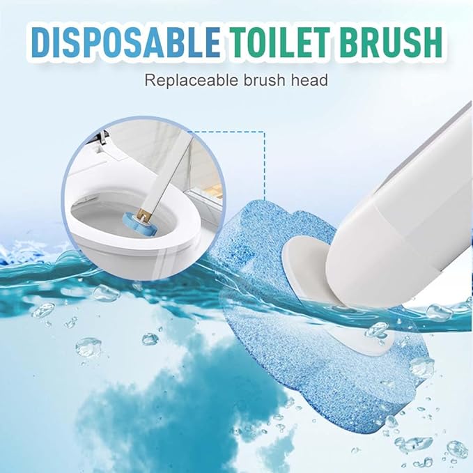 Disposable Toilet Brush, Disposable Toilet Cleaning Tool Set with Holder & Refills, Toilet Brush Holder with Extended Handle and 18 Pcs Brush Refills for Bathroom (Grey)