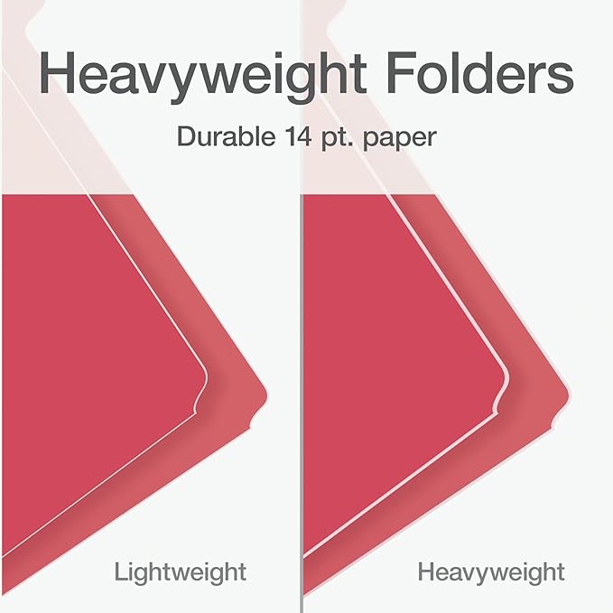 Pendaflex Heavyweight File Folders, Assorted Colors, Letter Size, 1/3-Cut Tabs, Extra Durable, 50/Box, Great for Office Filing & Organization (1006536)