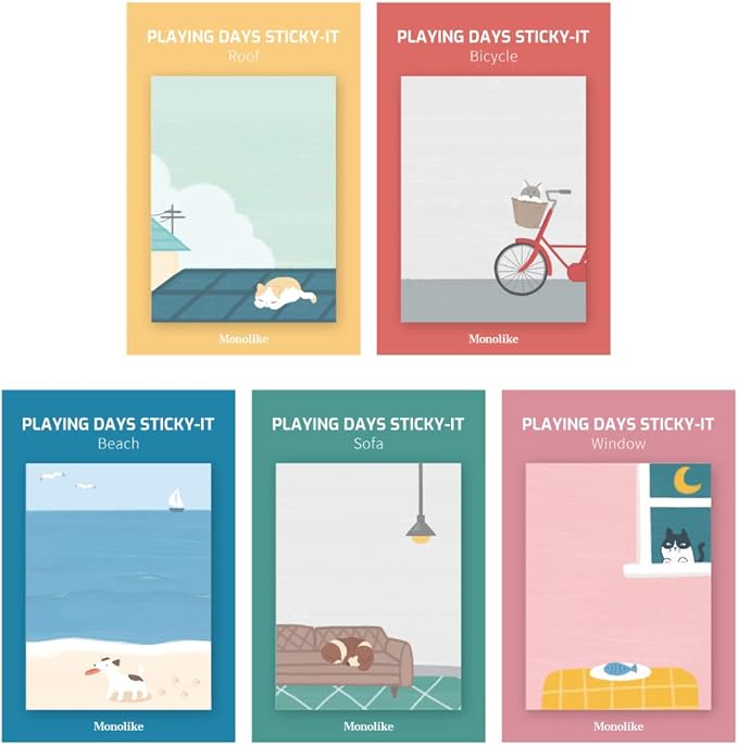 Monolike Playing Days Sticky-It - 5p Set Self-Adhesive Memo Pad 50 Sheets