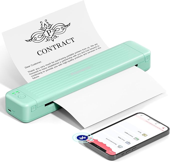 Phomemo P831 Portable Printers Wireless for Travel - 300 DPI Bluetooth Thermal Printer Support 8.5x11 US Letter & A4 Regular Copy Paper, Inkless Printer Compatible with Mobile & Laptop for Home Office