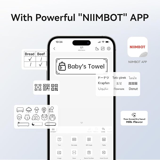 NIIMBOT B1 Label Maker Machine with 3 Tapes, 50x30mm/50x80mm/ 50x50mm Round Labels, Bluetooth Thermal Label Printer for Small Business,Office,Home,School (Blue, 1 Printer+3 Roll Label)