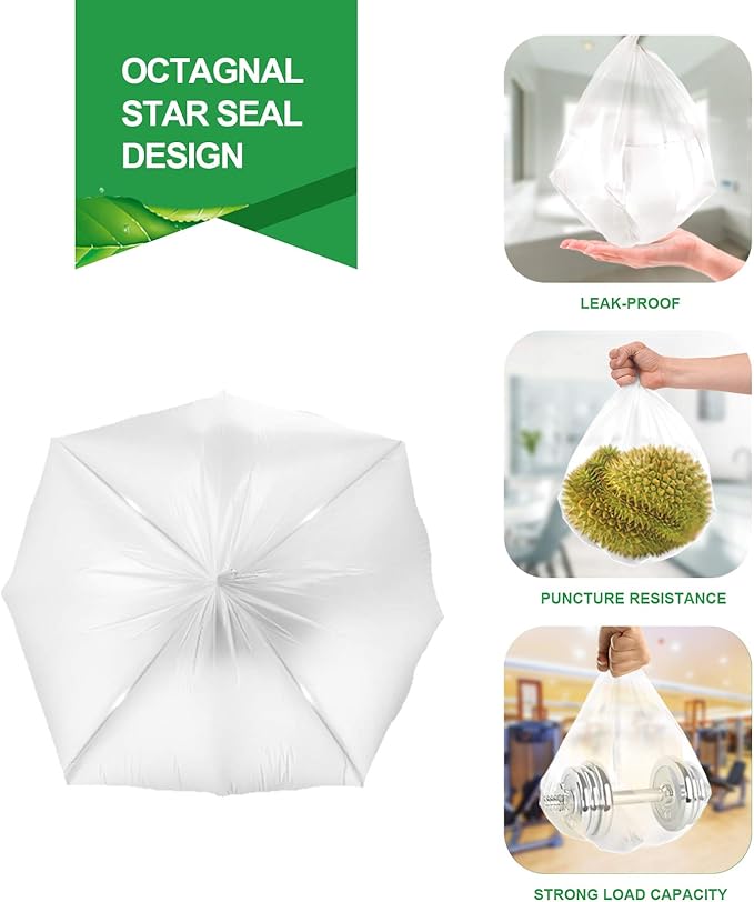 FORID Small Clear Trash Bags 1.2 Gallon Tiny Garbage Bags, 330 Count Wastebasket Bin Liners for Bathroom Bedroom Office Garbage Can 5 Liters - Durable & Thick Trash Bag