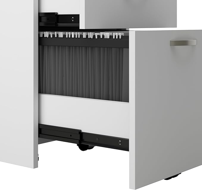 Bush Business Furniture Office in an Hour Cubicle Storage with Cabinet, Drawers, Paper Tray, and Pencil Holder in Pure White | Commercial Workspace Organization and Accessory Set