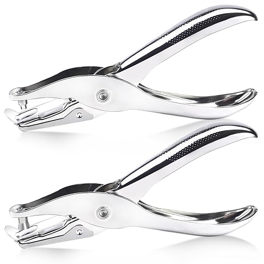 2 Pcs Hole Punch,Metal Single Hole Paper Punch Punchers,1/4 Inch and 1/8 Inch Single Hole Punch,Suitable for DIY Craft Labels and Greeting Cards Home Office Learning