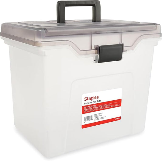 STAPLES Portable File Tote, Letter Size, Clear (ST58298)