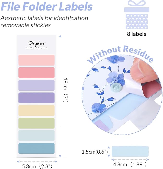 SKYDUE Expanding File Folder with 5 Pockets, Floral Accordion File Organizer for Important Document，Portable Receipt Paper Organizer，School Office Supplies,Blue