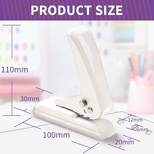 Single Hole Punch, 40 Sheets Punch Capacity, Kaluofan Hole Puncher Single, Small Hole Punch with Non-Slip Removable Base, One Hole Puncher for Crafts, Scrapbooks, Paper, Chipboard