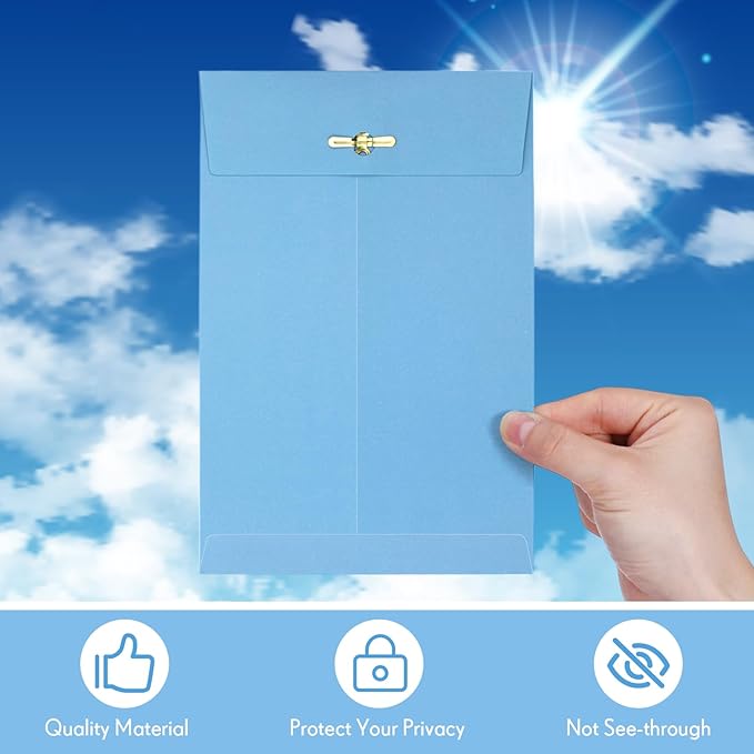 Teling 50 Pcs 5 x 7.5 Manilla Envelopes Clasp Kraft Catalog with Closure for Storing Mailing 28 lb Kraft Envelope Paper for Office Document School Business Home(Blue)