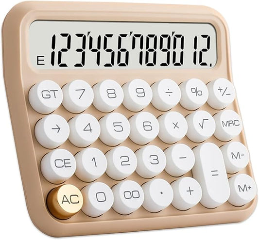 Calculators, Benkaim Desk Calculator, Basic Standard Calculator,12 Digit Large LCD Display Big Button for School, Home & Business Use, Gold Desk Accessories(Beige)