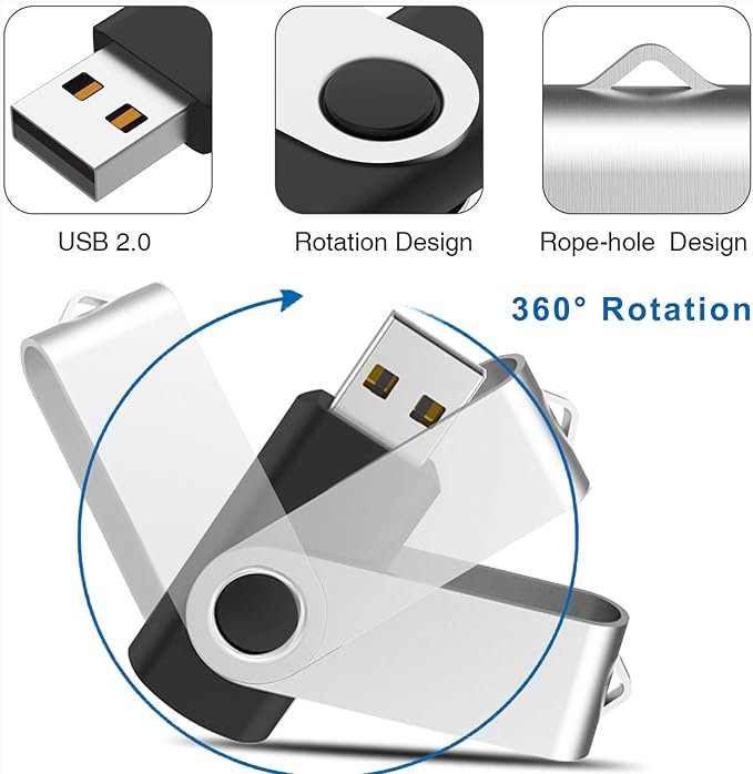 4GB USB Flash Drives 20 Pack 4 GB Thumb Drive TATMOHIK 2.0 USB Drives Bulk 4GB Swivel Design Flash Drive Pack with LED Indicator 4 Gig Jump Drive Pack, USB Stick, Memory Stick, Pen Drive, Black Color