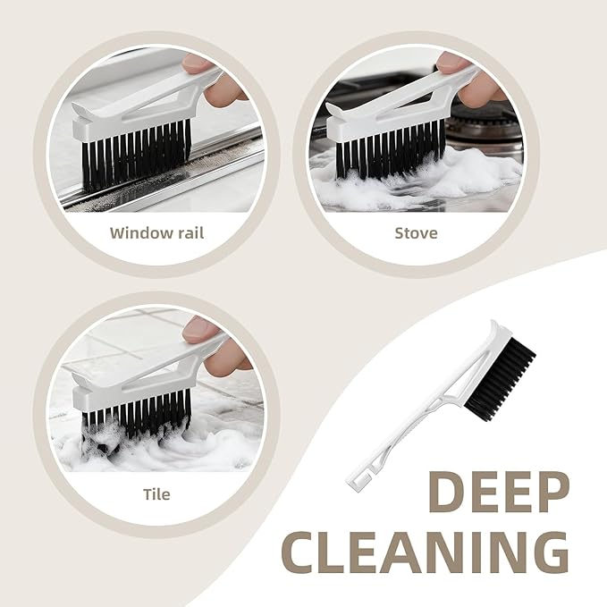 CLEANGOR Grout Cleaner Brush V Shape, Stiff Grout Cleaning Brushes for Tile Floor,Magic Brush, Bathroom Accessory, Cleaning Tools, Grout Scrub Brush Set for Shower, Bathroom, Kitchen, Household Use