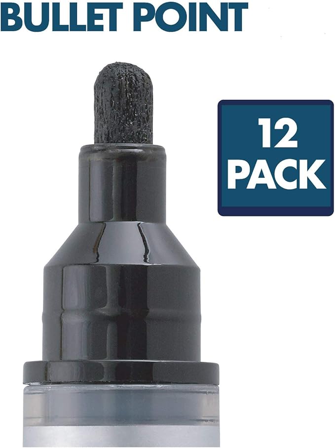 Quartet Glass Board Dry Erase Markers, Premium, Bullet Tip, Black, 12 Pack (79553)