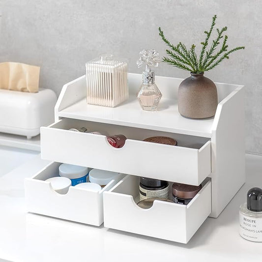 ZGZD Elegant Wooden Desk Organizer with 3 Drawers – Premium Tabletop Office Supplies Storage for Home & Office – Stylish, Space-Saving, Multi-Functional Desk Accessories