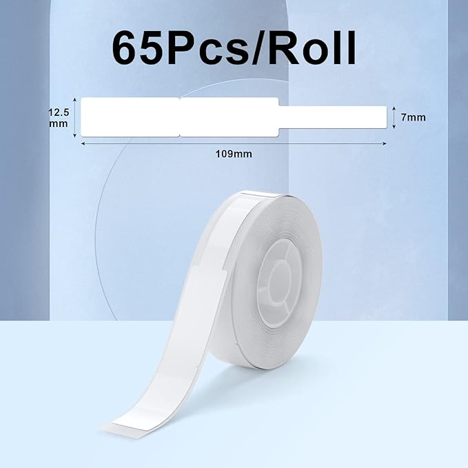 NIIMBOT D11 Label Tape D110 Label Maker Papers 3Rolls Cable Labels, Self-Adhesive Labeling Tape 0.47" X 4.29" (12 X 109mm) Cable Label Refills for Home Office Circuit Box, 195 Labels/3Rolls, White
