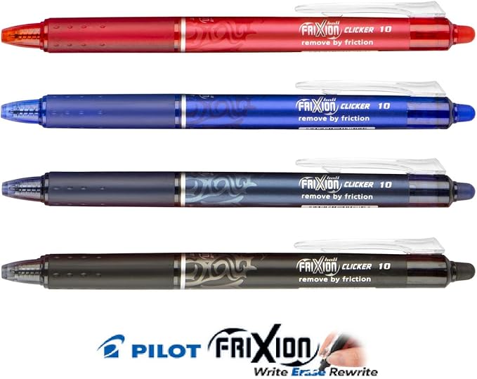 PILOT FriXion Clicker pen 1.0mm, Erasable Gel Pens, Bold Point, 6 pack (Blue)