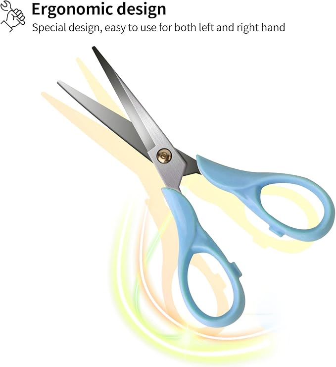 Gold Scissors, Stainless Steel Blade with Acrylic Handle, All Purpose Scissor for Office, School, Home, Fabric Shears, Tijeras (6.3" Blue)