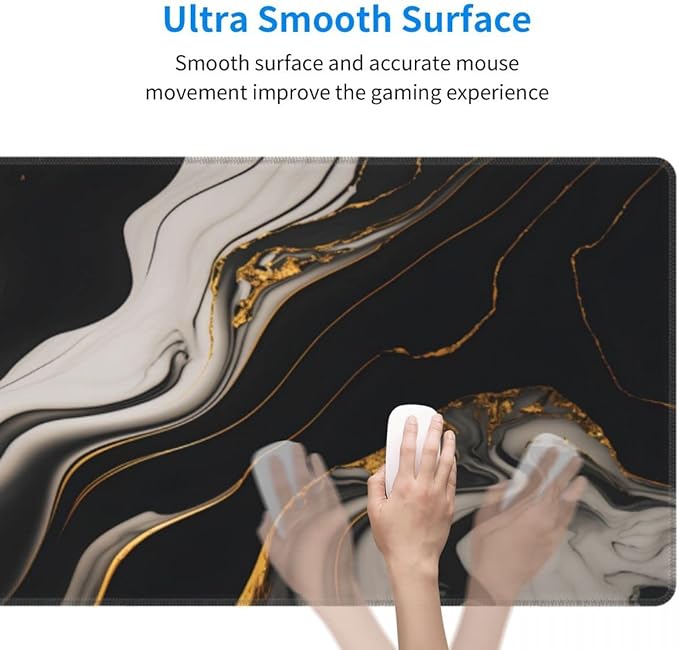 Desk Pad,Office Desk Mat 31.5"×11.8" Large Gaming Mouse Pad,Durable Extended Computer Mouse Pad,Waterproof Thick Big Mouse Pads with Non-Slip Rubber Base Office Home Black Gold Marble