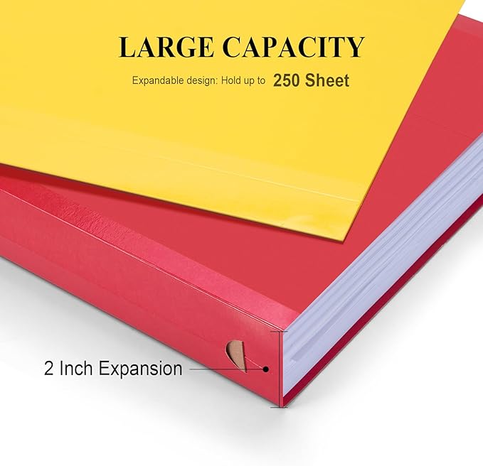 ViVin 20 Pack Letter Size Hanging File Folders with 20 Per Box, 1/5-Cut Adjustable Tabs, 2 Inch Expansion, Hanging Folders Designed for Office Bulky Files, Filing Cabinets(Multicolored)