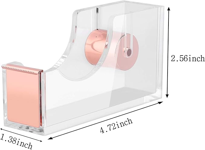 ALSISK Desk Accessory Kit,Acrylic Stapler Set, Tape Dispenser, Staple Remover with 1000pcs 26/6 Staples -Rose Gold