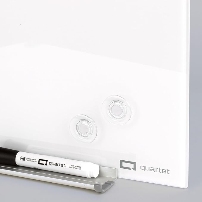 Quartet Strong Magnets, Glass Whiteboard, Dry Erase Board, Large, Clear Rare Earth Magnets, 6 Pack (85391)