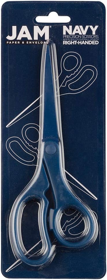 JAM PAPER Multi-Purpose Precision Scissors - 8 Inch - Navy Blue - Ergonomic Handle & Stainless Steel Blades - Sold Individually