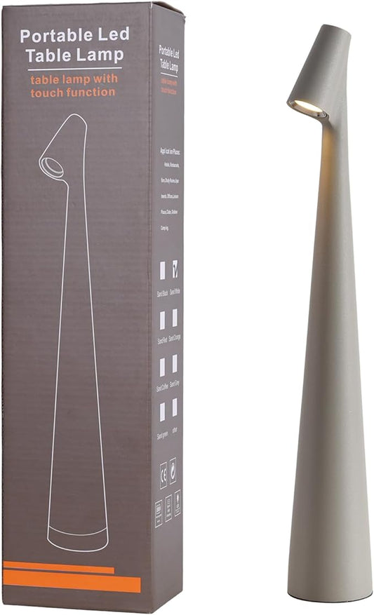 Cordless Small Table Lamps,3 Levels Brightness Portable Desk Lamp,Rechargeable Battery Lights for Outdoor, Restaurant, Bedside, Baby Night Light,Gifts (Grey)